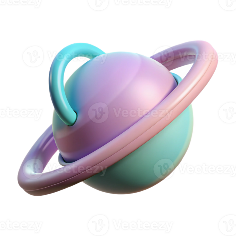 Pastel Planet 3D Render png