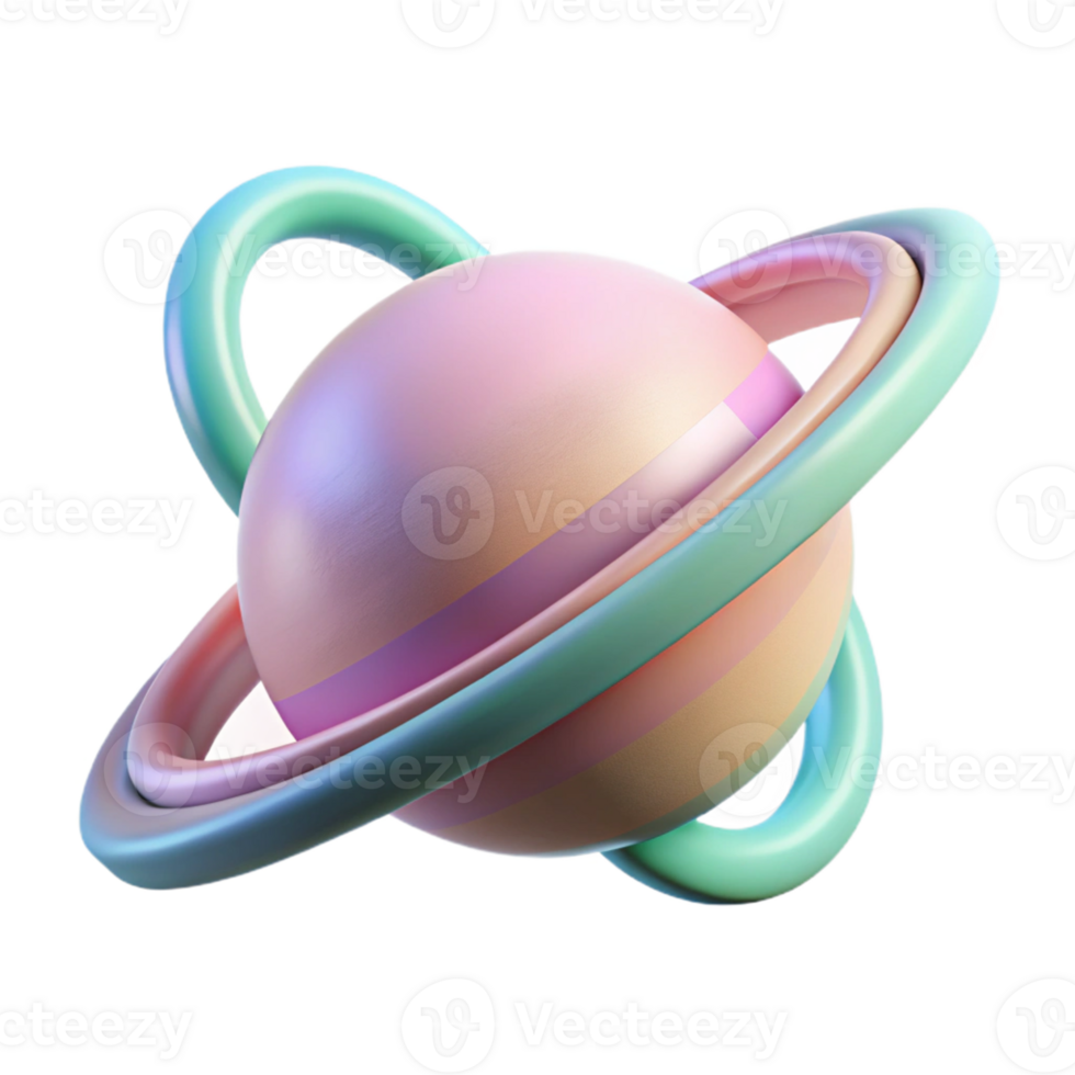 Pastel Planet 3D Render png