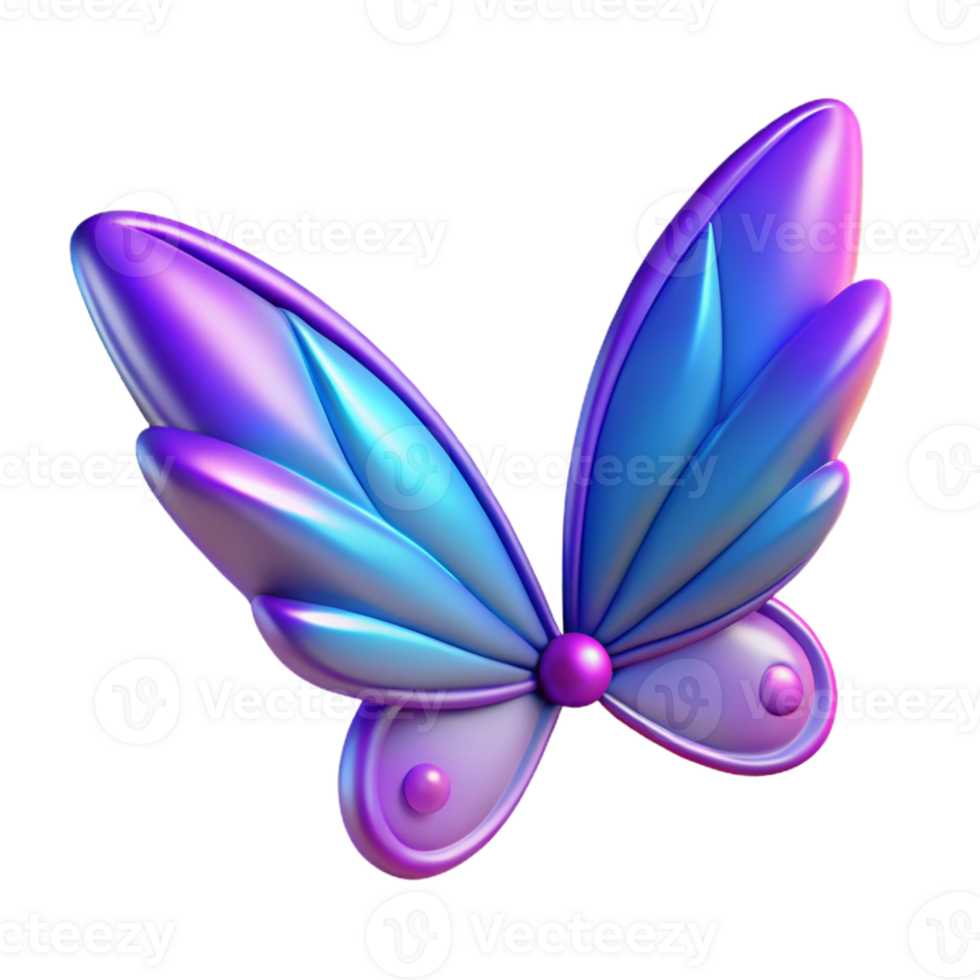 3D Render Purple Blue Butterfly Wings png