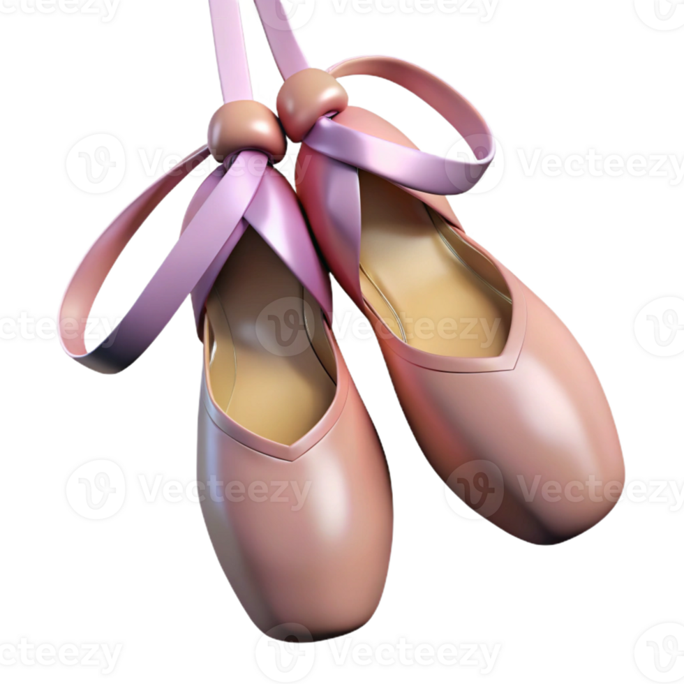 Pink Ballet Pointe Shoes 3D Render png