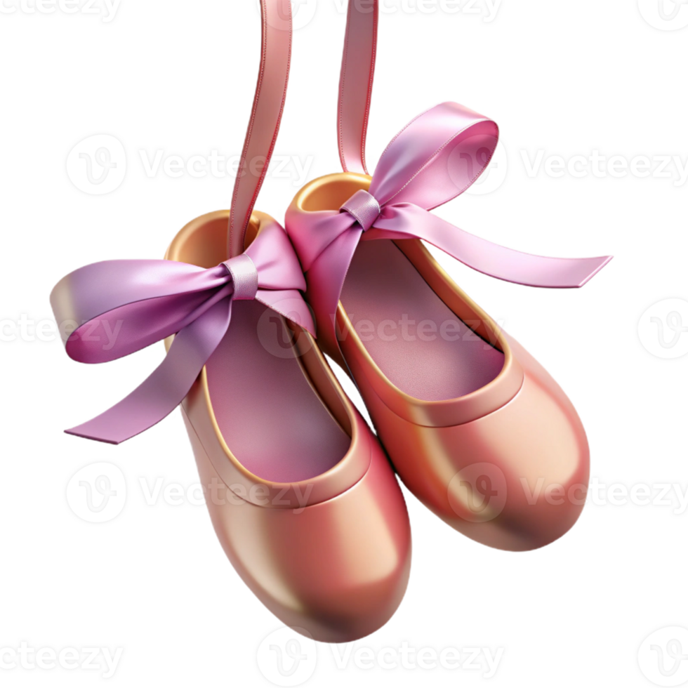 3D Render of Pink Ballet Slippers with Bows png