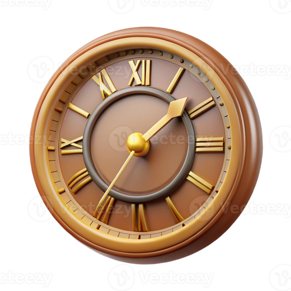 3D Render of Classic Wall Clock png