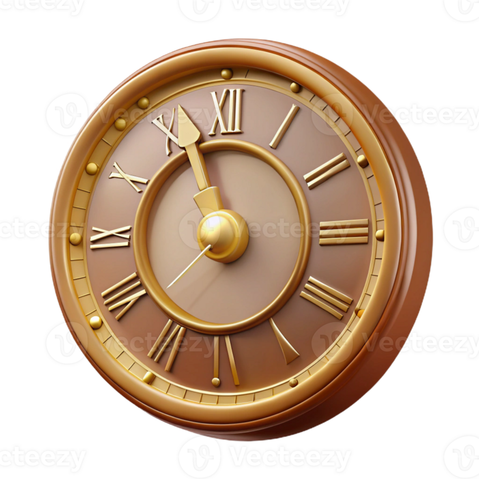 Elegant 3D Render of a Classic Wall Clock png