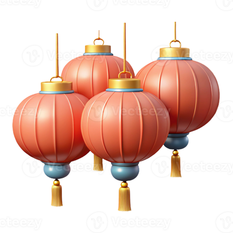 3D Render of Peach Lanterns png