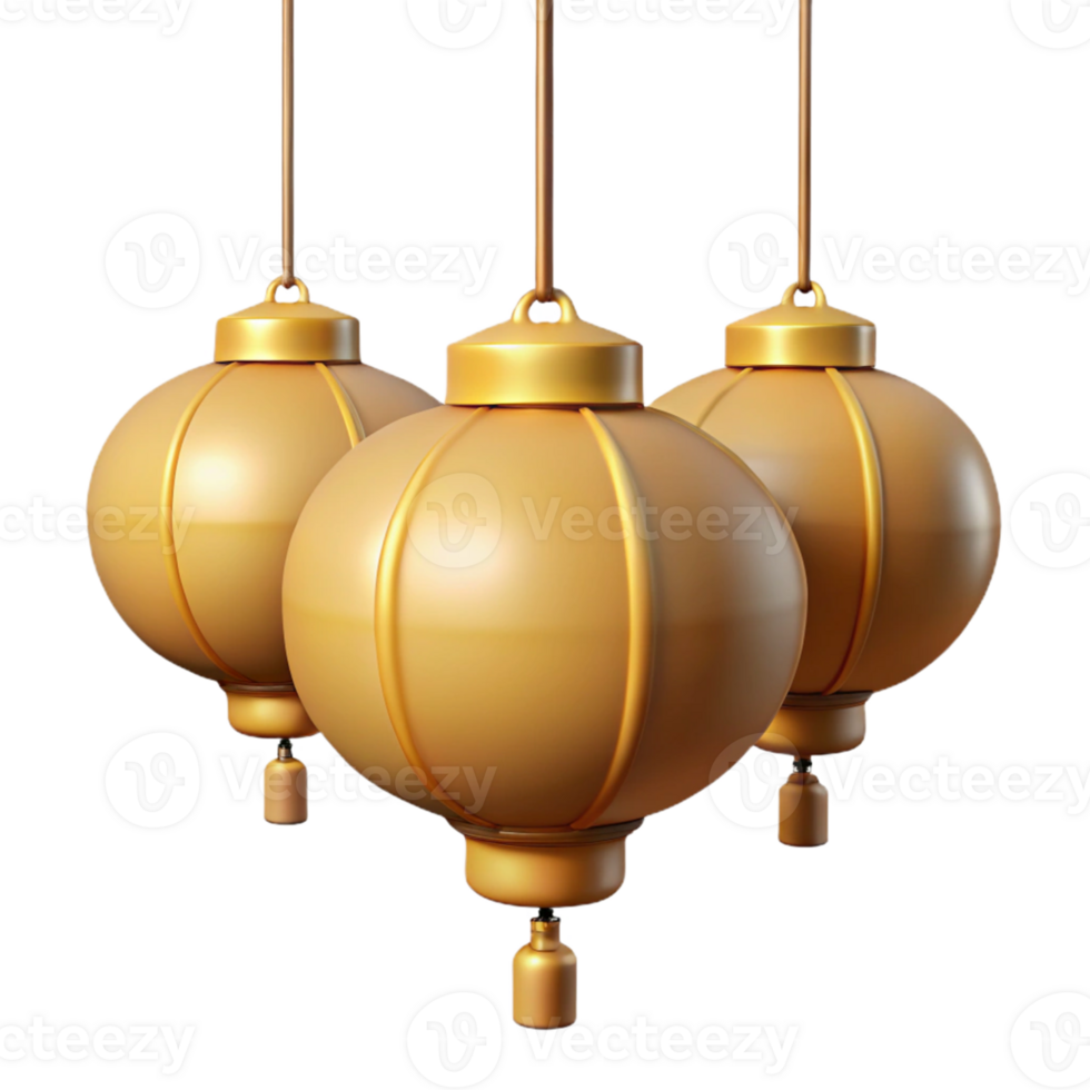 Golden Lanterns 3D Illustration png