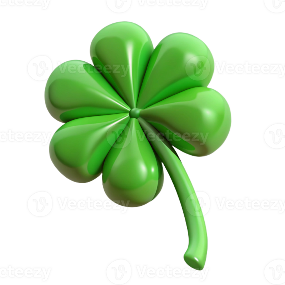 3D Render Shiny Green Clover Leaf png