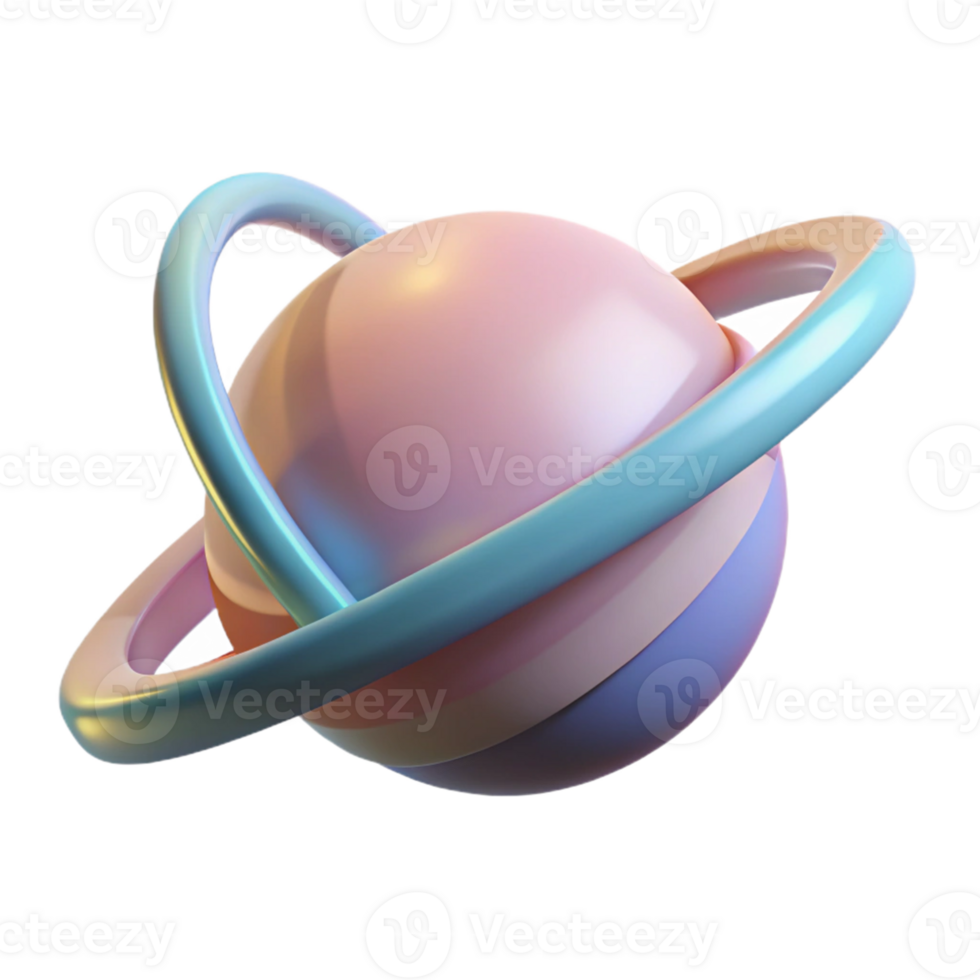 Pastel Planet 3D Render png
