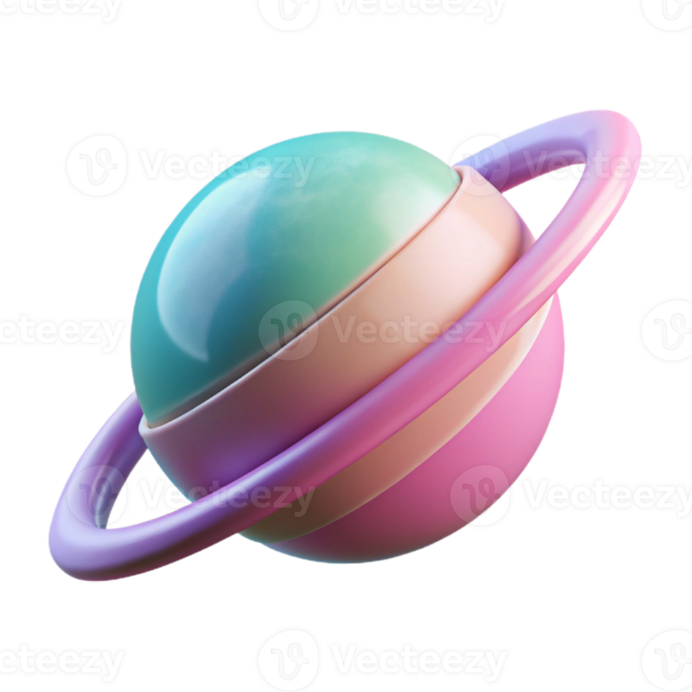Pastel Planet 3D Render png