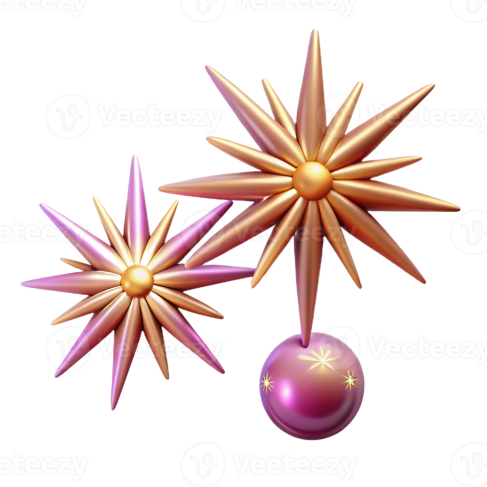 3D Render Shiny Starburst Ornament png