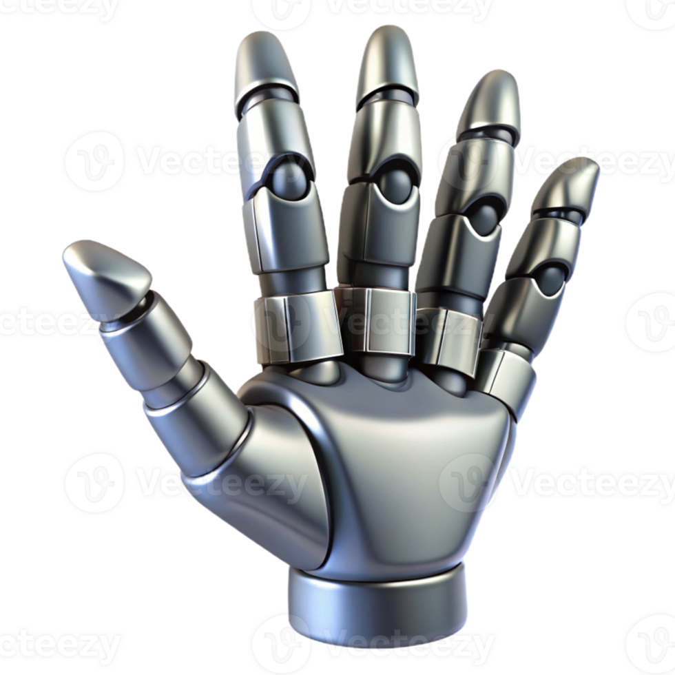 Metallic Robot Hand 3D Render png