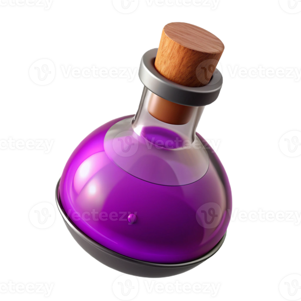 3D Render Purple Potion Bottle Illustration png