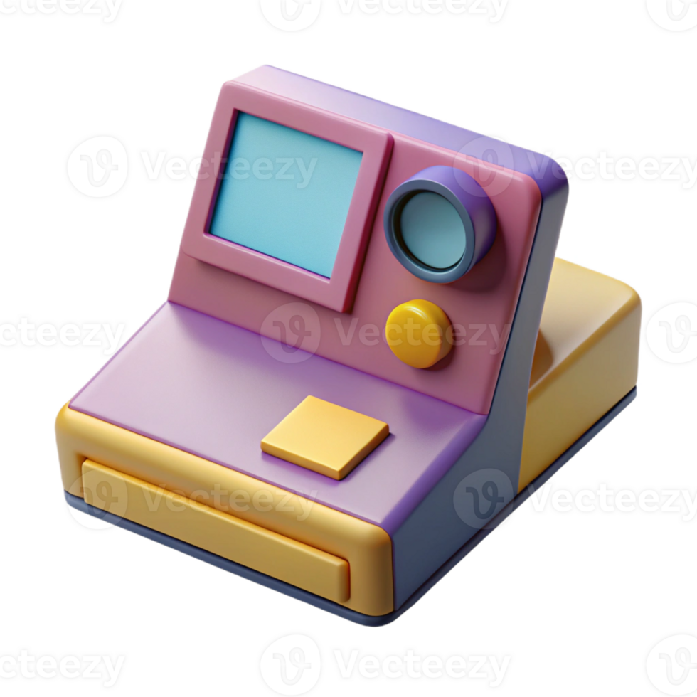 3D Cartoon Instant Camera Illustration png
