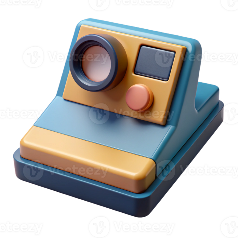 Retro 3D Instant Camera Illustration png
