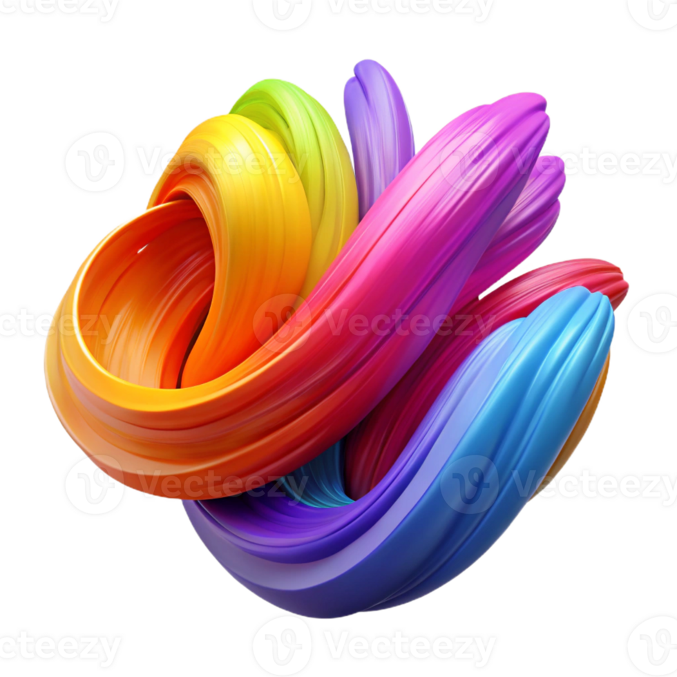 Rainbow Swirls 3D Abstract Background Image png