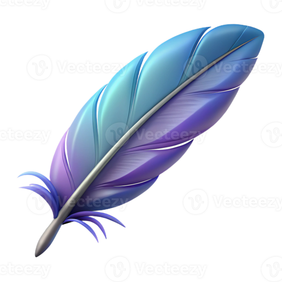 3D Render Blue Purple Feather Illustration png