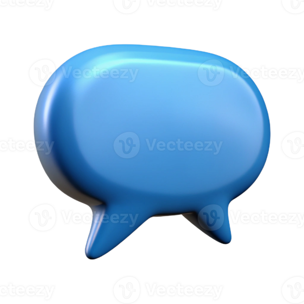 3D Render Blue Speech Bubble png