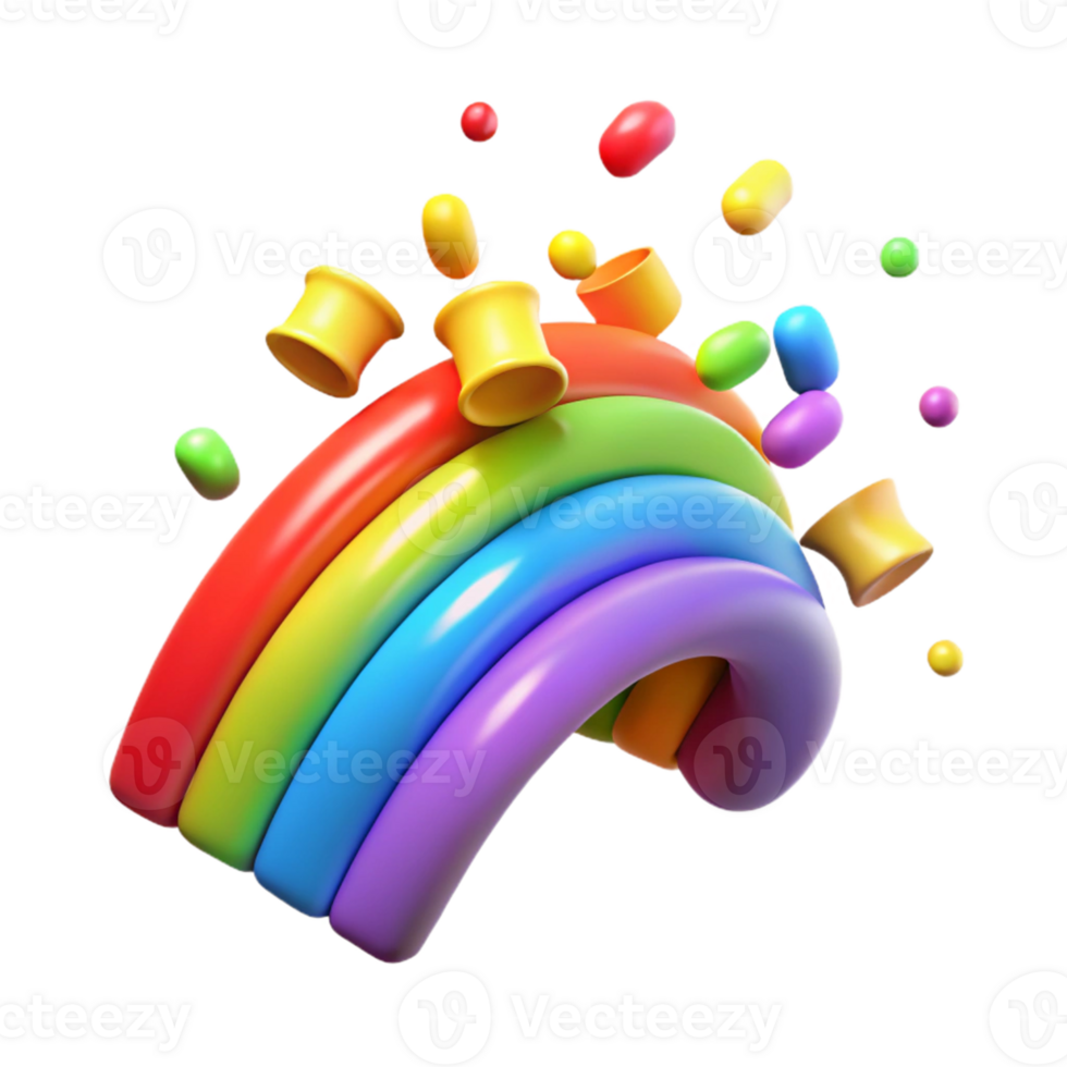 Rainbow 3D Render Colorful Abstract Background png