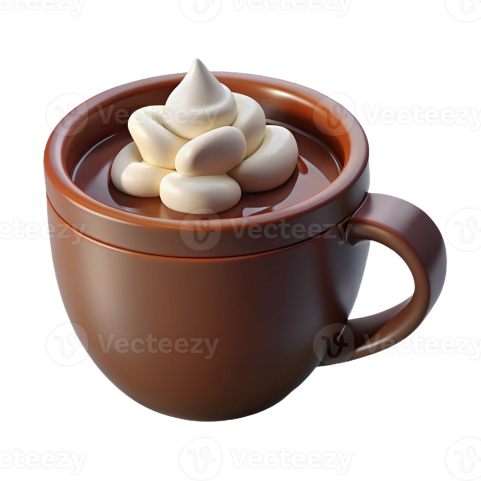 3D Render Whipped Cream Hot Chocolate Mug png