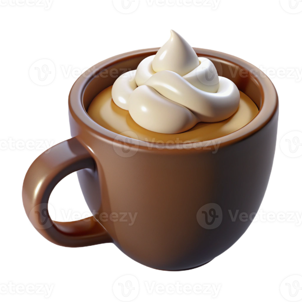 Whipped Cream Coffee 3D Render png