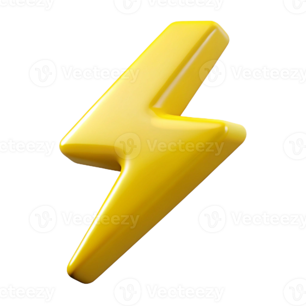 Yellow 3D Lightning Bolt Illustration png