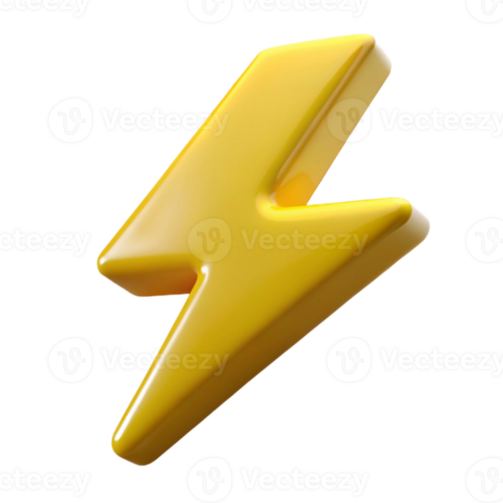 Yellow 3D Lightning Bolt Graphic png