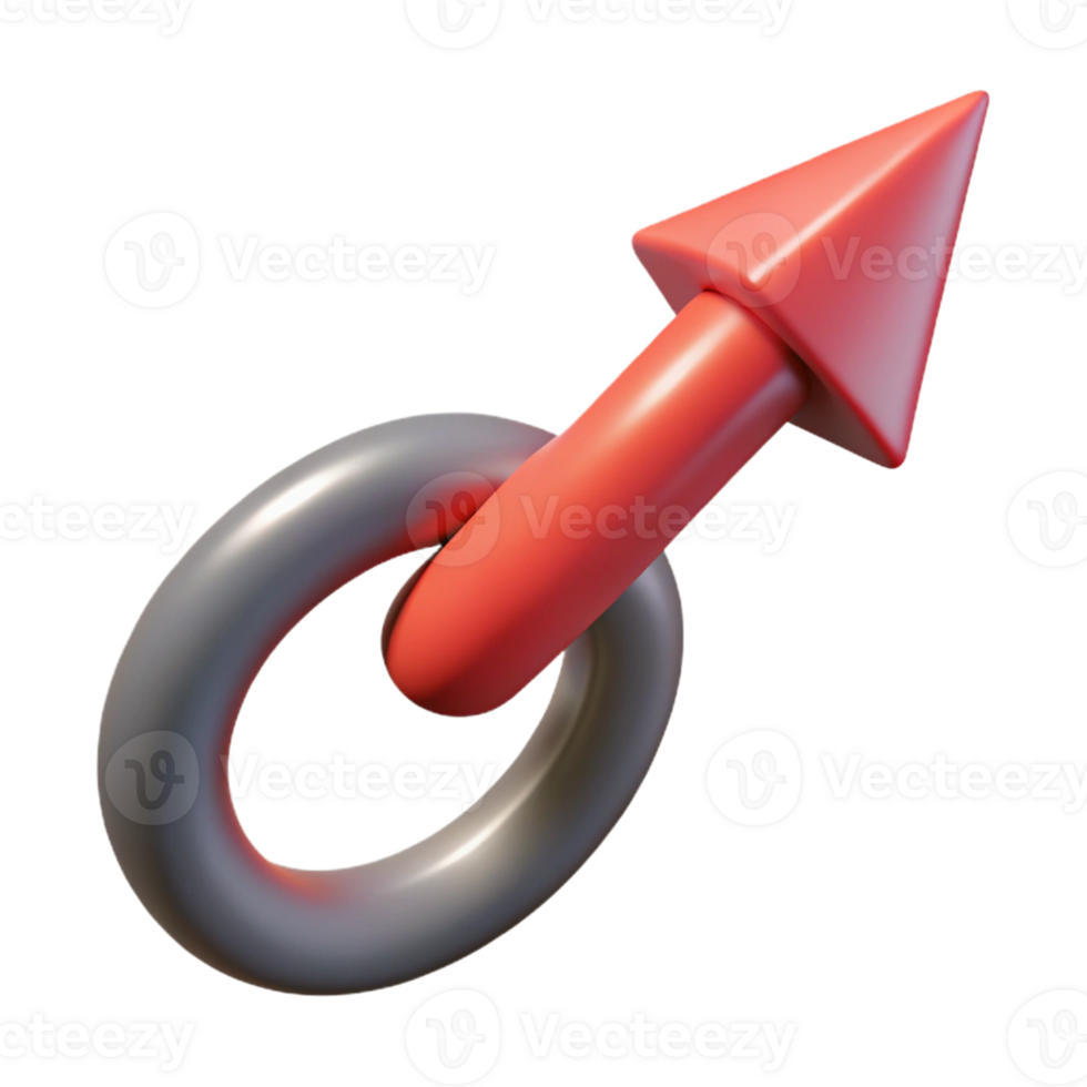 3D Render Red Arrow Linked Ring Abstract png