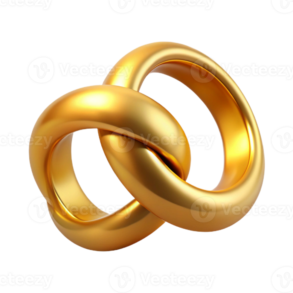 3D Golden Rings Intertwined Illustration png