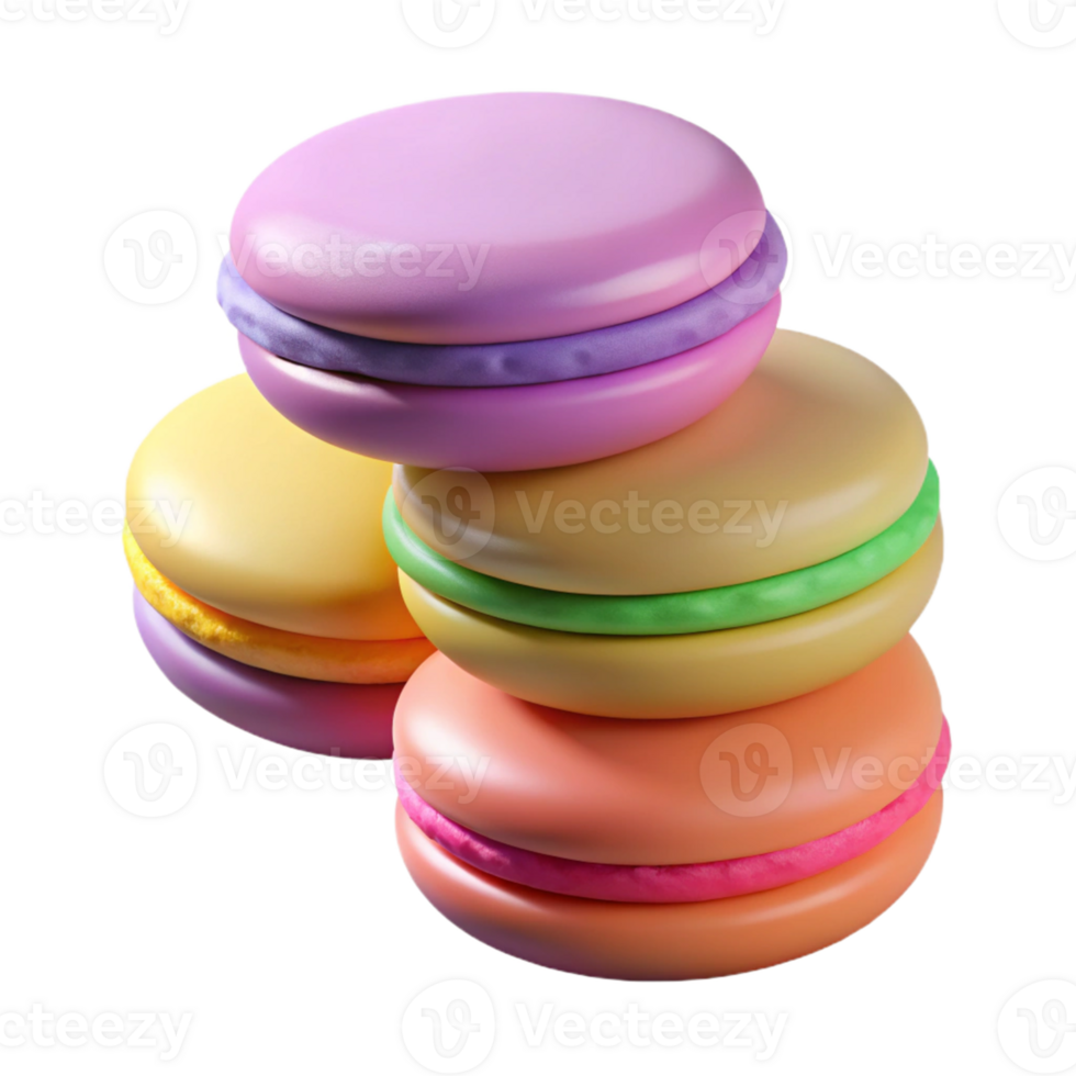 Colorful Macarons 3D Render png
