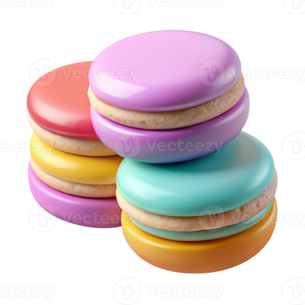 Colorful Macarons 3D Render png