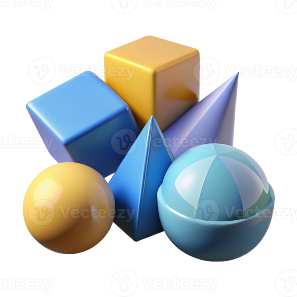 3D Render Geometric Shapes Abstract Background png