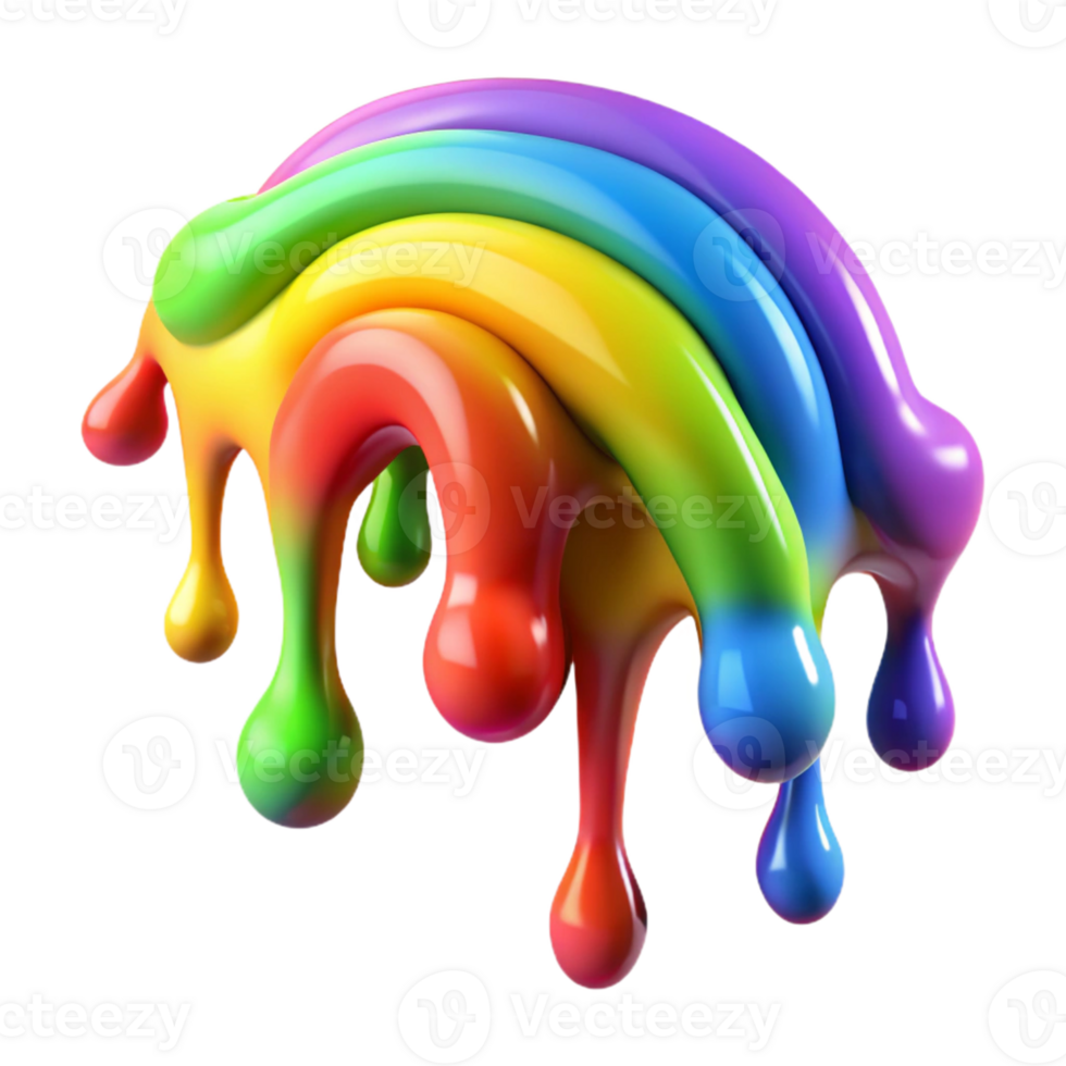 Rainbow Paint Dripping 3D Illustration png