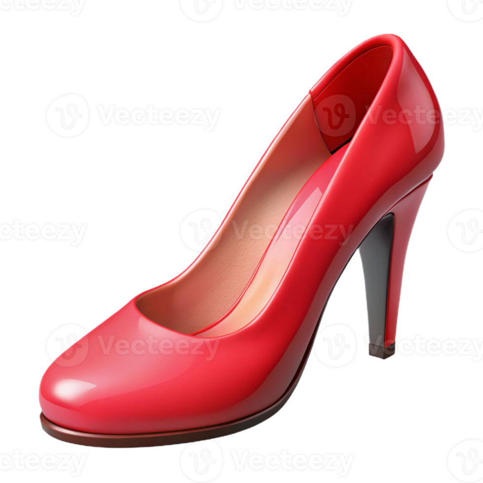 Red High-Heeled Shoe 3D Render png