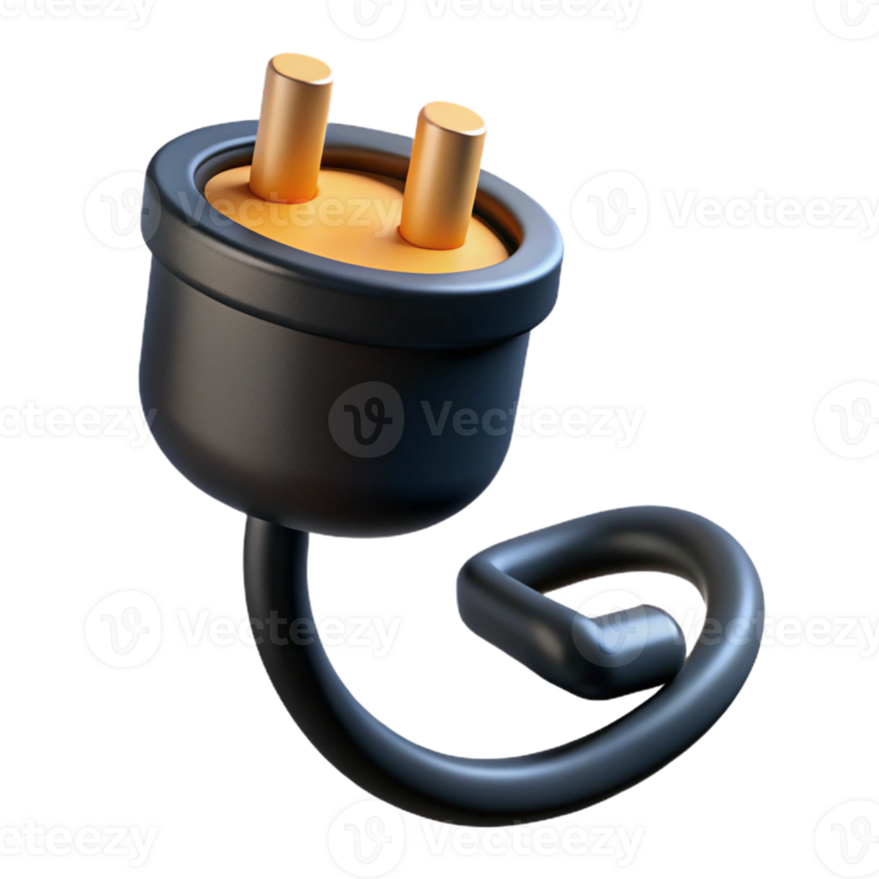 3D Render Electric Plug, Power Cord Illustration png