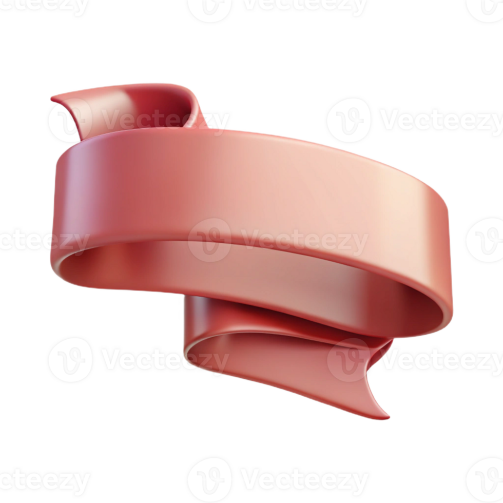 3D Render Coral Ribbon Swirl Graphic png