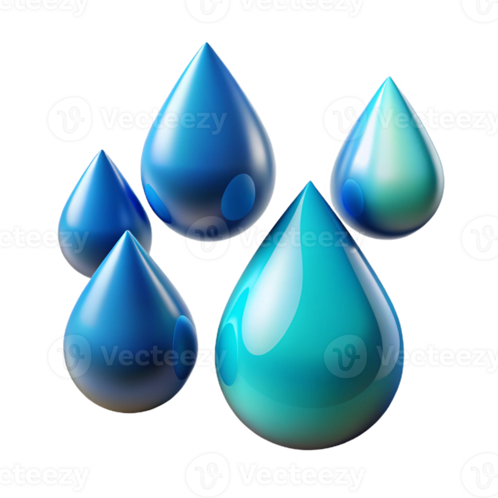 3D Water Drops Illustration png