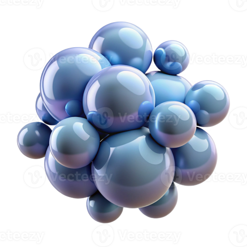 Abstract 3D Render Blue Spheres Cluster png