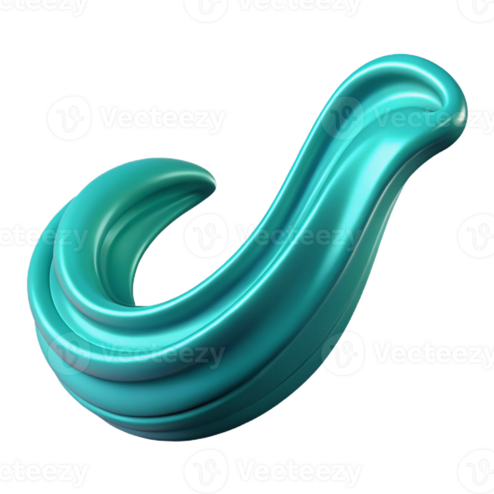 Teal 3D Abstract Wave Illustration png