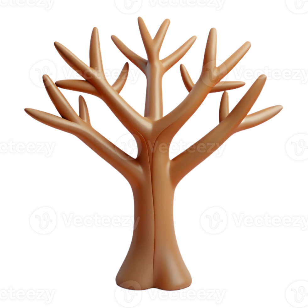 3D Render Brown Tree Illustration png