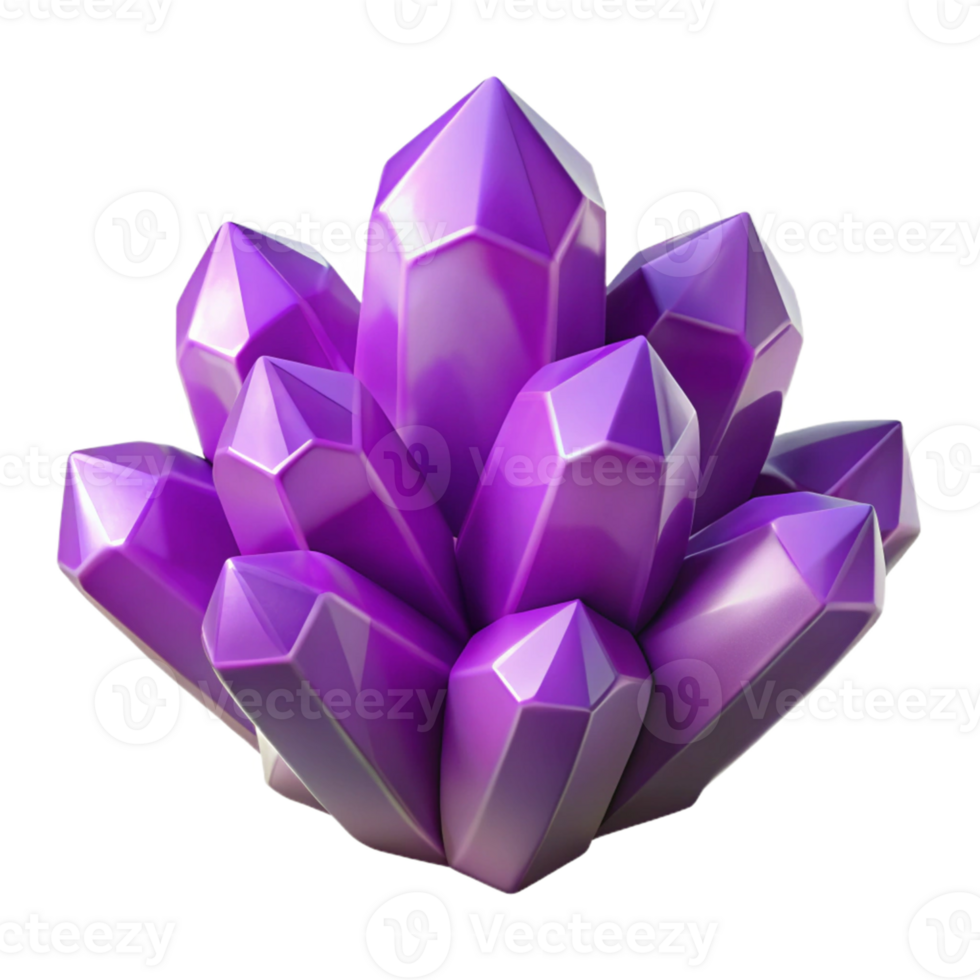 Purple Crystal Cluster 3D Render png
