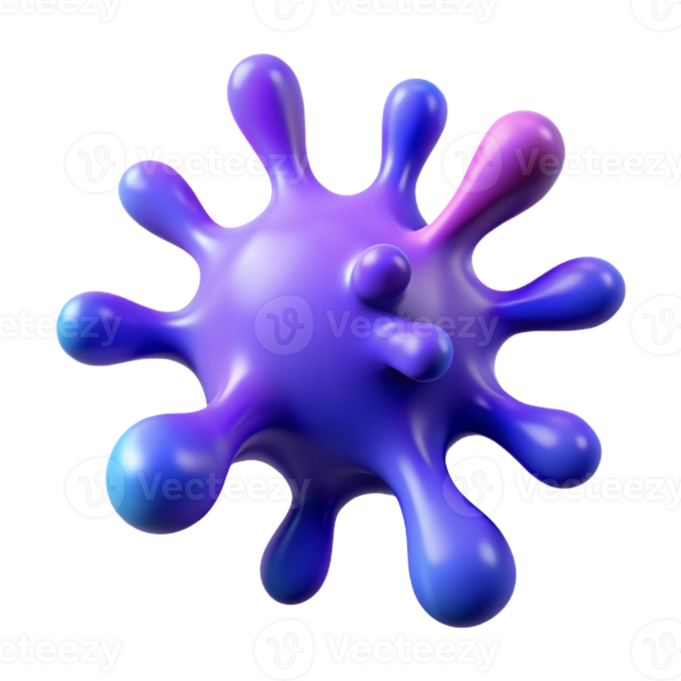 3D Render Abstract Blob, Purple Blue Gradient png