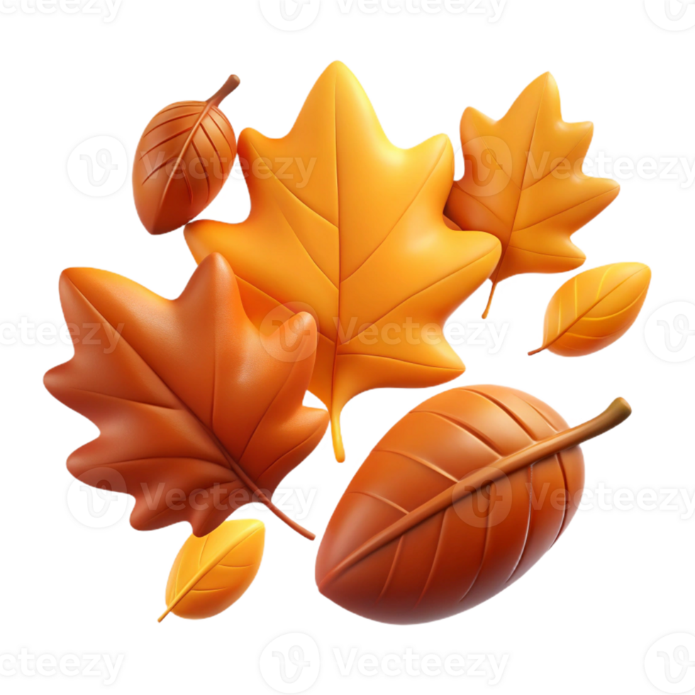 Autumn Leaves 3D Render png