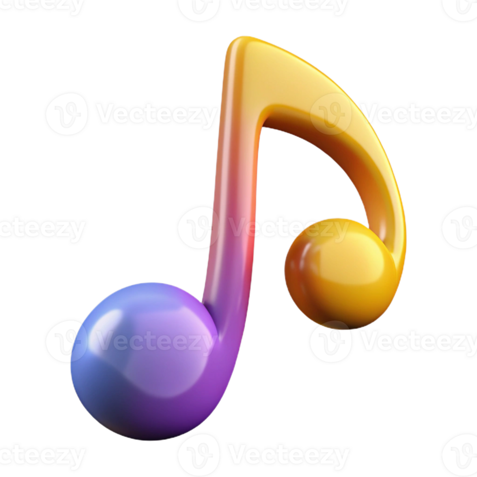Vibrant 3D Music Note Illustration png