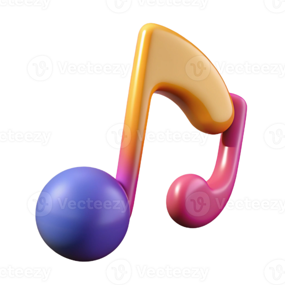3D Colorful Music Note Illustration png