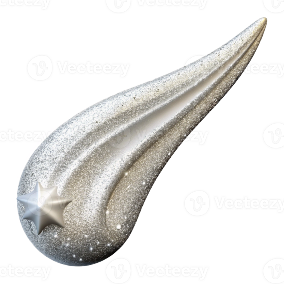 Silver Stardust Comet 3D Illustration png