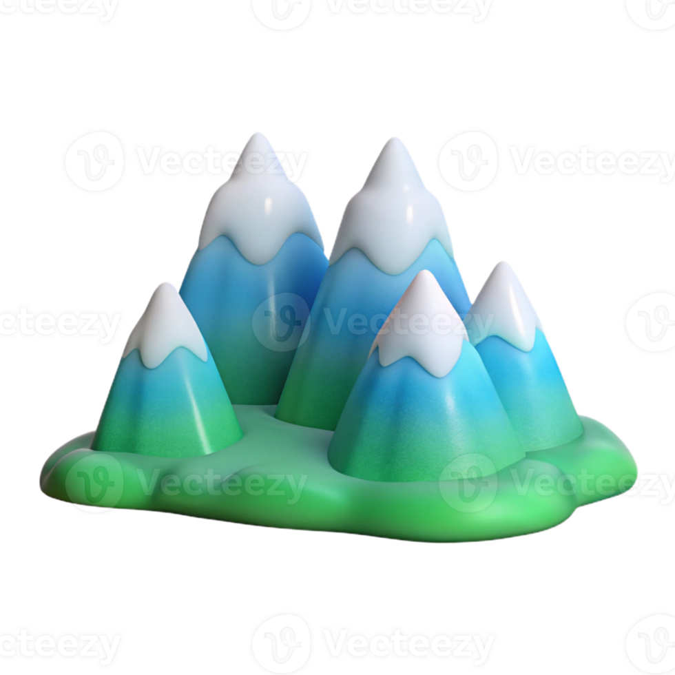 Cartoon 3D Mountain Range Illustration png