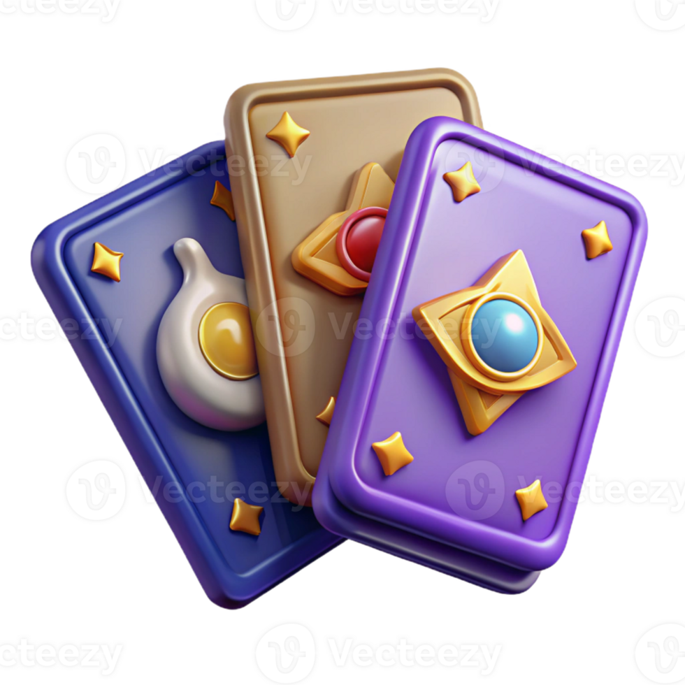 3D Render of Mystical Cards png