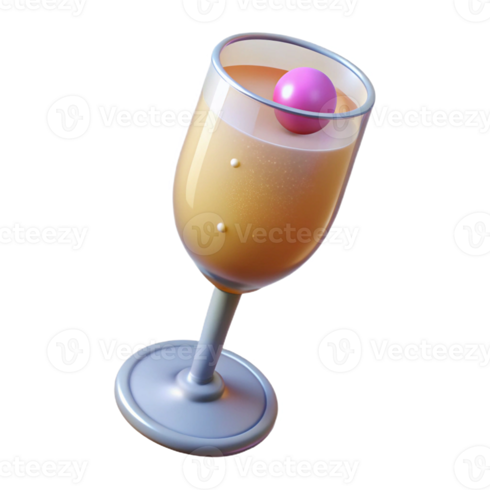 3D Render of Champagne Flute with Pink Sphere png