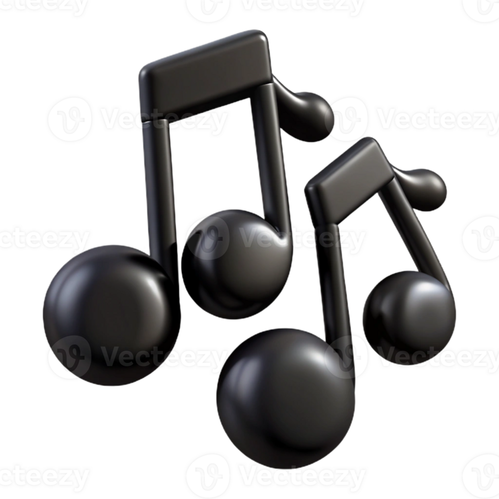 3D Render Black Music Notes png