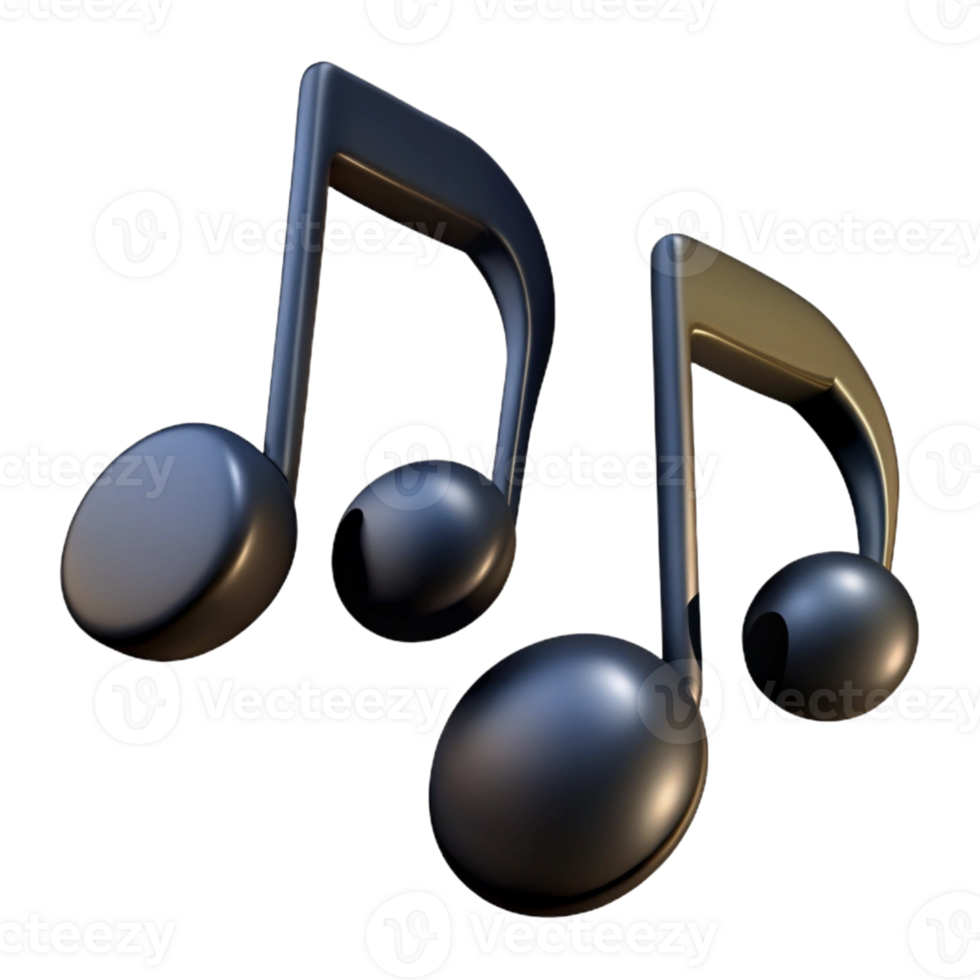 3D Render of Musical Notes png