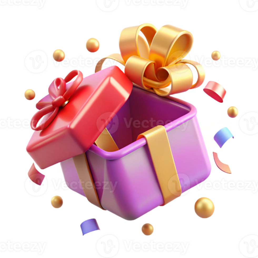 3D Render Open Gift Box Illustration png